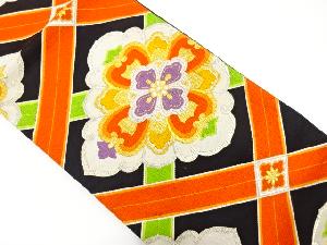 アンティーク　斜め格子に華紋織り出し袋帯（着用可）